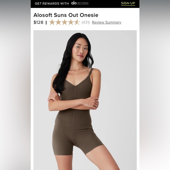 Alo Yoga Alosoft Suns Out Onesie Olive Tree - Picture 1 of 9